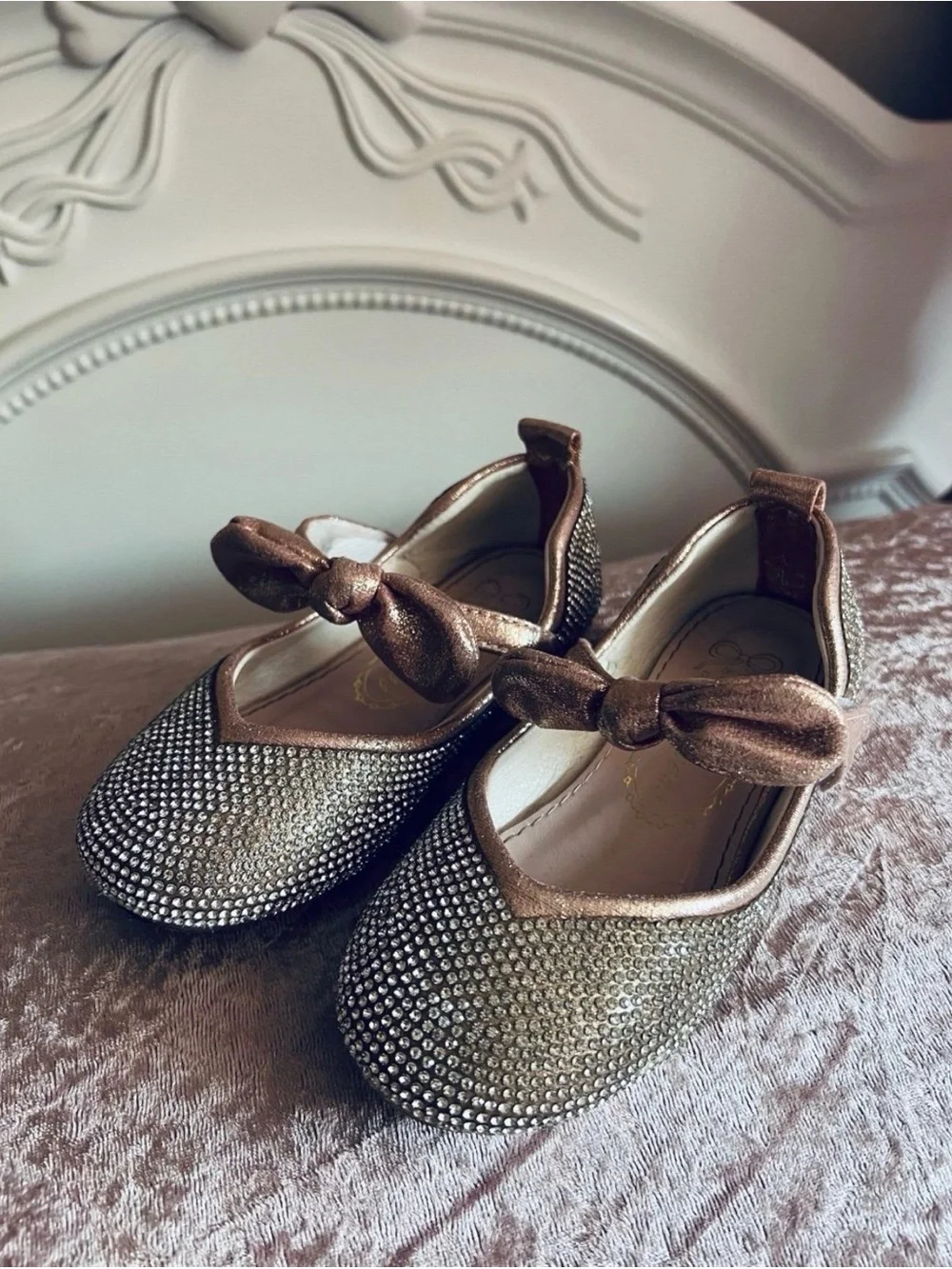 Elegant Rhinestone Bow Flats for Girls shoes sz 25